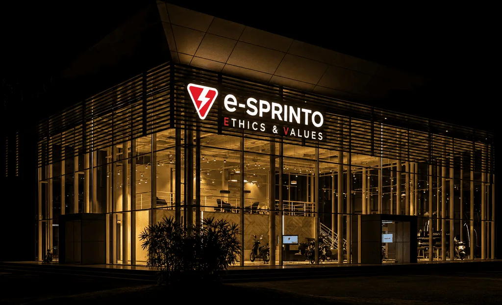 An illuminated e-SPRINTO dealership