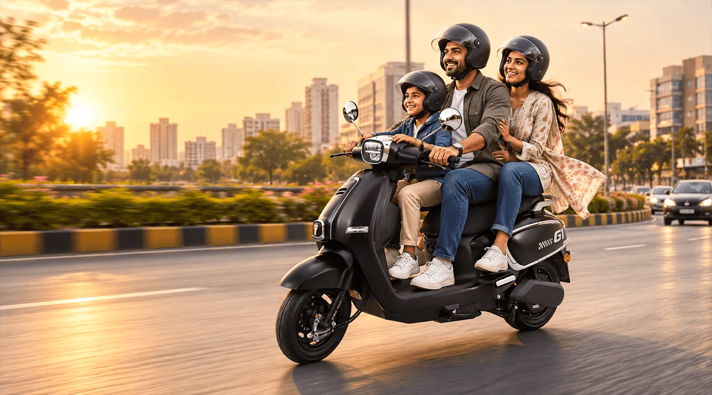 An e-SPRINTO scooter ready for everyday family journeys